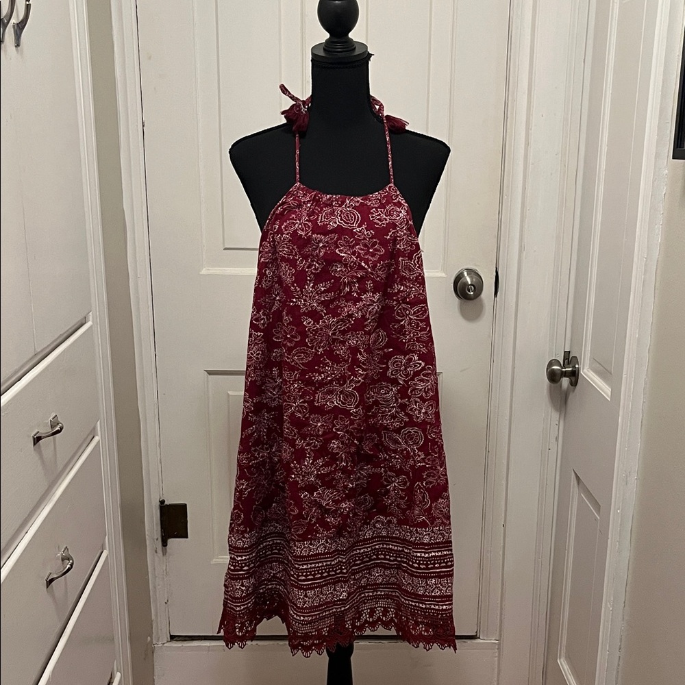 Old Navy Burgundy Floral Midi Dress